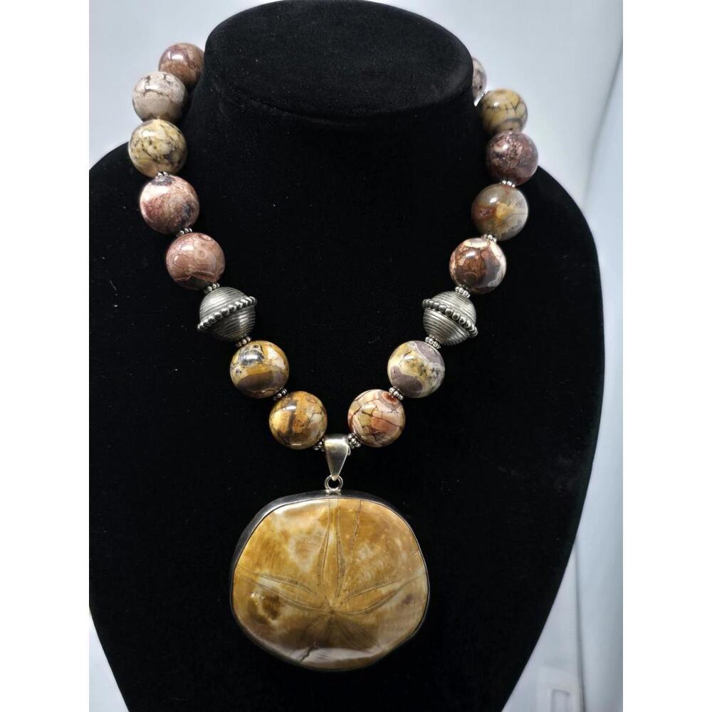 Charles Albert Sterling Silver Fossil Sand Dollar Necklace